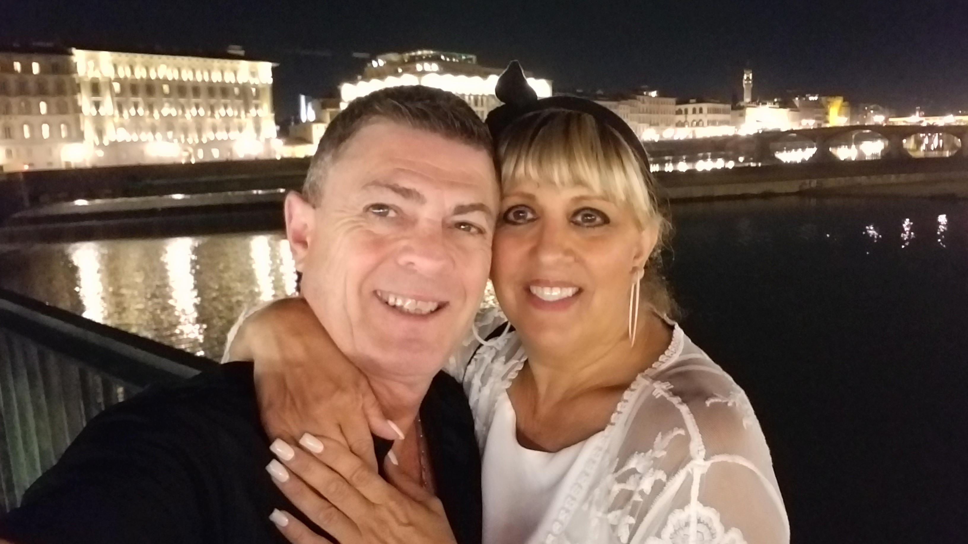 Roxy and Dan at night in Italy