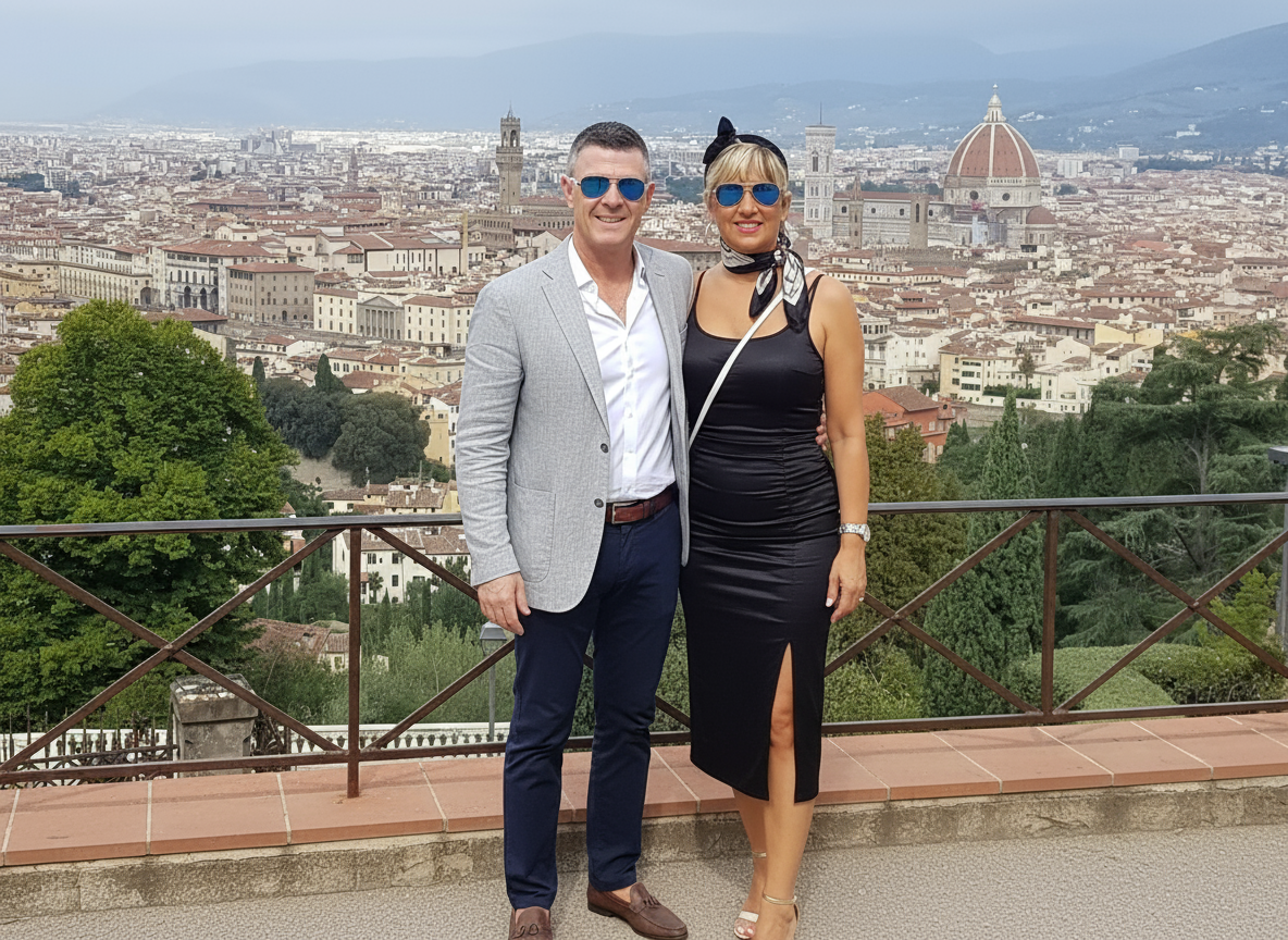 Roxy and Dan David overlook Rome Italy